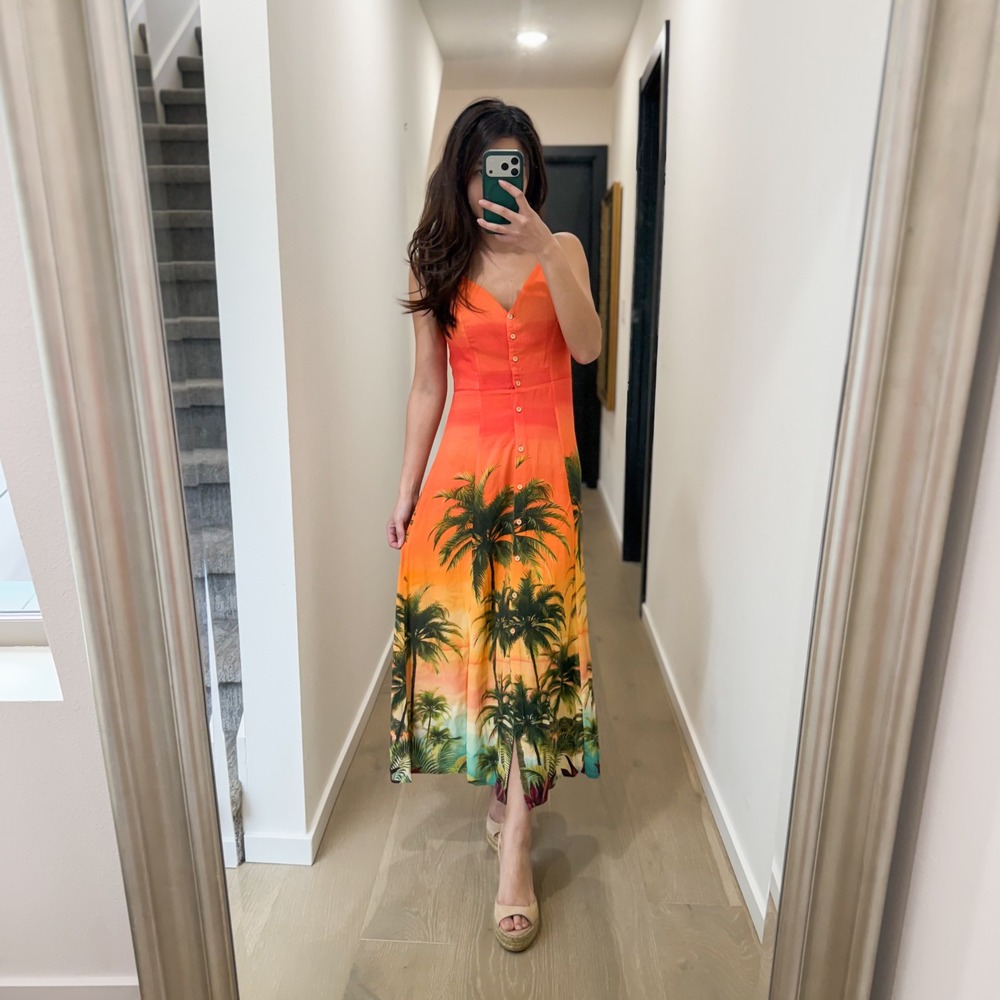 FARM Rio Tropical Floral Vibrant Maximalist Colorful Maxi Vacation Dress P/XS